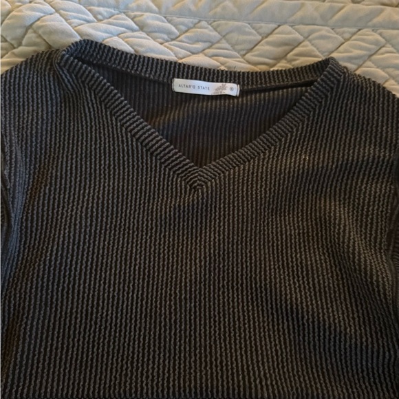 Altar'd State Gray Ribbed Sweater - Picture 2 of 4